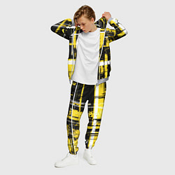 Костюм мужской Жёлто-белый гранж на чёрном фоне, цвет: 3D-меланж — фото 2