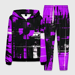 Костюм мужской Фиолетово-белый гранж на чёрном фоне, цвет: 3D-черный