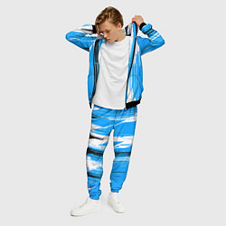 Костюм мужской Вертикальные чёрно-белые линии на синем фоне, цвет: 3D-черный — фото 2