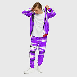 Костюм мужской Вертикальные чёрно-белые линии на фиолетовом фоне, цвет: 3D-красный — фото 2