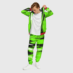 Костюм мужской Вертикальные чёрно-белые линии на зелёном фоне, цвет: 3D-красный — фото 2