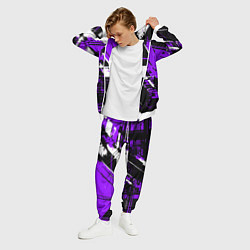 Костюм мужской Diagonal black and white stripes on a purple backg, цвет: 3D-белый — фото 2
