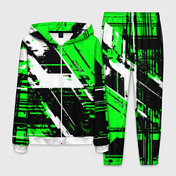 Костюм мужской Diagonal black and white stripes on a green backgr, цвет: 3D-белый