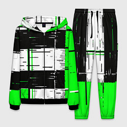 Костюм мужской Зелёные и чёрные полосы на белом фоне, цвет: 3D-черный
