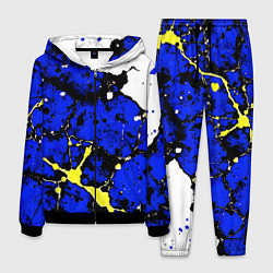 Костюм мужской Сине-жёлтая абстракция на белом фоне, цвет: 3D-черный