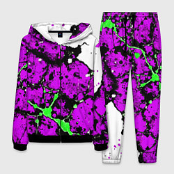 Костюм мужской Зелёно-розовая абстракция на белом фоне, цвет: 3D-черный