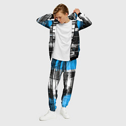 Костюм мужской Горизонтальные чёрные линии на бело-синем фоне, цвет: 3D-черный — фото 2