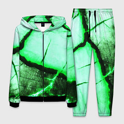 Костюм мужской Трещины на абстрактном зелёном фоне, цвет: 3D-черный