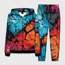 Костюм мужской Красно-голубая разбитая текстура, цвет: 3D-черный