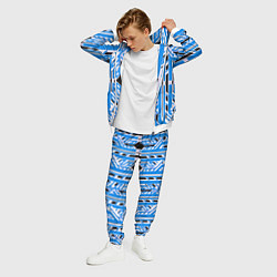 Костюм мужской Бело-синие техно полосы на чёрном фоне, цвет: 3D-белый — фото 2