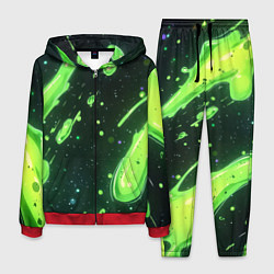 Костюм мужской Зеленые кислотные брызги, цвет: 3D-красный