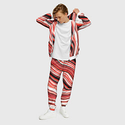 Костюм мужской Волнистые вертикальные чёрно-красные полосы, цвет: 3D-белый — фото 2