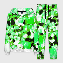 Костюм мужской Green and white abstraction on a black background, цвет: 3D-белый