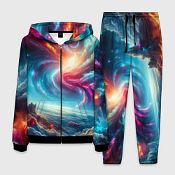 Костюм мужской Fantastic neon space landscape - ai art fantasy, цвет: 3D-черный