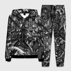 Костюм мужской Самурай и дракон в стиле татуировки ирезуми, цвет: 3D-черный