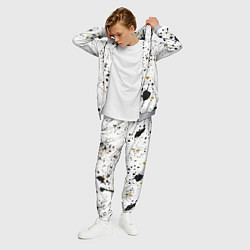 Костюм мужской Черные и золотистые пятна краски на белом фоне, цвет: 3D-меланж — фото 2