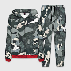 Костюм мужской Темно зеленый камуфляж, цвет: 3D-красный