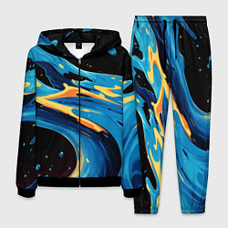 Костюм мужской Синяя волна из красок, цвет: 3D-черный