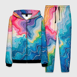 Костюм мужской Абстрактные волны в мраморном стиле, цвет: 3D-черный