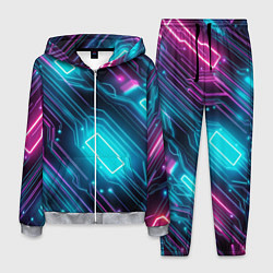 Костюм мужской Неоновый узор киберпанк микросхемы, цвет: 3D-меланж