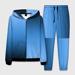 Мужской костюм Градиент сине-голубой пополам