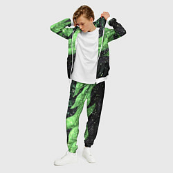 Костюм мужской Зеленая абстракция с блестками, цвет: 3D-белый — фото 2