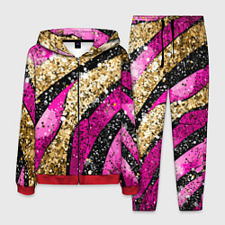 Костюм мужской Розовые и золотые полосы - текстура, цвет: 3D-красный