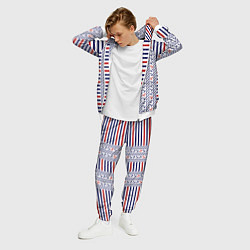 Костюм мужской Полосатый морской орнамент с якорями, цвет: 3D-белый — фото 2