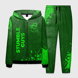 Костюм мужской Stumble Guys - green gradient вертикально, цвет: 3D-черный