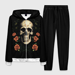 Костюм мужской Череп в красных розах, цвет: 3D-белый