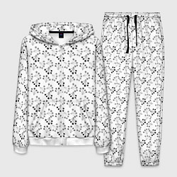 Костюм мужской Черно белый ягодный узор ретро, цвет: 3D-белый