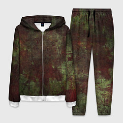 Мужской костюм Абстракция - green fabric soaked in red paint