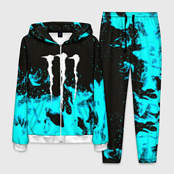 Костюм мужской Monster energy голубой огонь, цвет: 3D-белый