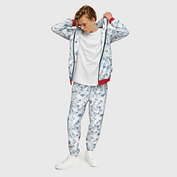 Костюм мужской Мемфис синий с серым клетчатый геометрический узор, цвет: 3D-красный — фото 2