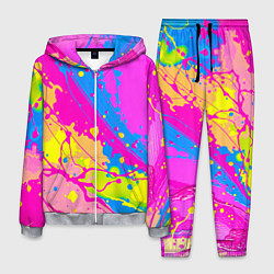 Костюм мужской Яркая абстракция из розовых и голубых красок, цвет: 3D-меланж