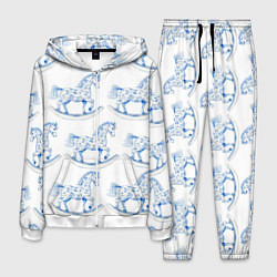 Костюм мужской Лошадка качалка гжель, цвет: 3D-белый