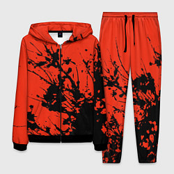 Костюм мужской Взрыв чёрной краски на красно-оранжевом, цвет: 3D-черный