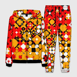 Костюм мужской Красно-желтая геометрическая абстракция, цвет: 3D-черный