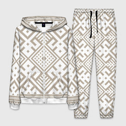 Костюм мужской Славянские узоры в бежевом цвете, цвет: 3D-белый