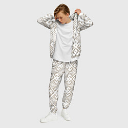 Костюм мужской Славянские узоры в бежевом цвете, цвет: 3D-белый — фото 2