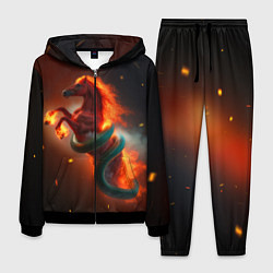 Костюм мужской Смена зелёной змеи на красную огненную лошадь, цвет: 3D-черный