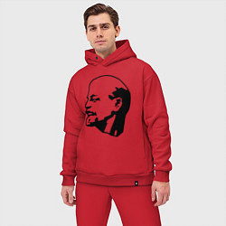 Мужской костюм оверсайз Ленин: скульптура, цвет: красный — фото 2