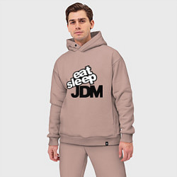 Мужской костюм оверсайз Eat sleep jdm, цвет: пыльно-розовый — фото 2