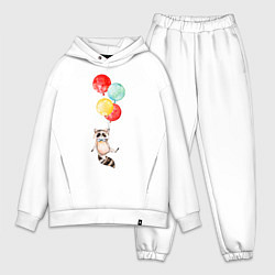 Мужской костюм оверсайз Енот на шариках, цвет: белый