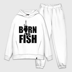 Мужской костюм оверсайз Born to fish, цвет: белый