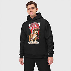 Мужской костюм оверсайз Чихуахуа в шапочке, цвет: черный — фото 2