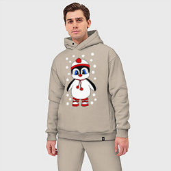 Мужской костюм оверсайз Пингвин в снегу, цвет: миндальный — фото 2