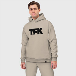 Мужской костюм оверсайз TFK: Black Logo, цвет: миндальный — фото 2