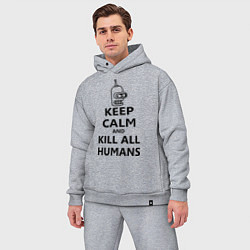 Мужской костюм оверсайз Keep Calm & Kill All Humans, цвет: меланж — фото 2
