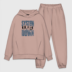 Мужской костюм оверсайз System of a Down большое лого, цвет: пыльно-розовый